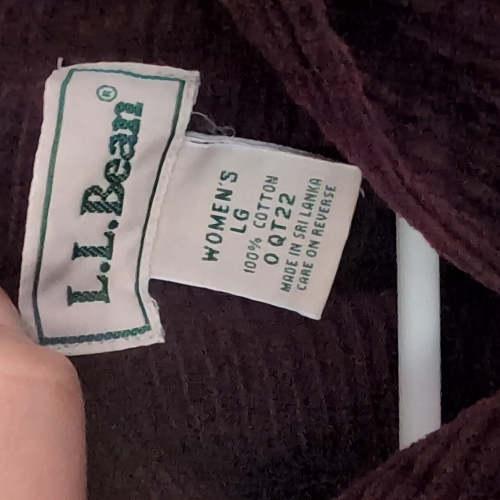 L.L. Bean Women's Courduroy Button Down Shirt Burgundy Purple Size Large - Picture 6 of 11